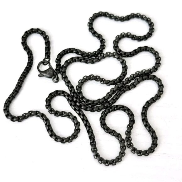 David Yurman Unisex Black PVD 2.7mm Stainless Steel 26" Box Chain Necklace - Picture 5 of 6